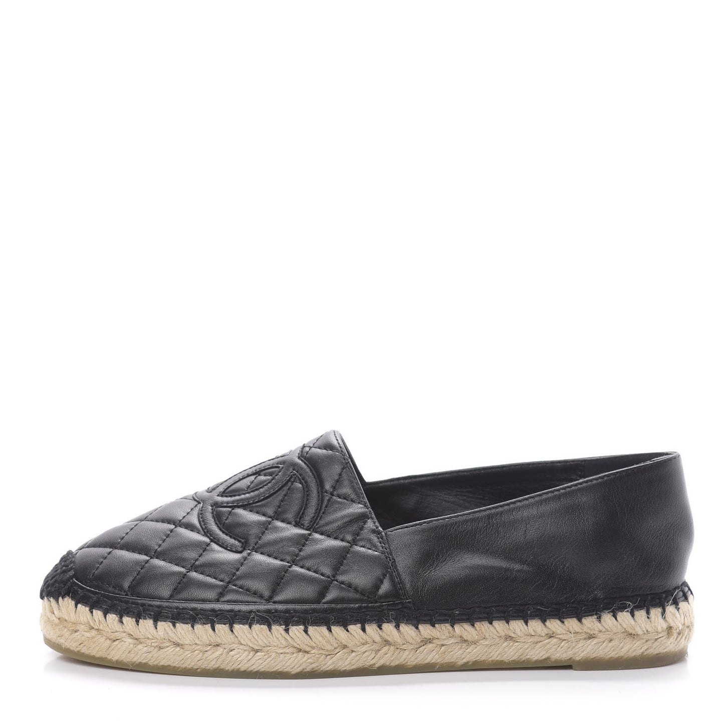 Lambskin Quilted CC Espadrilles 38 Black