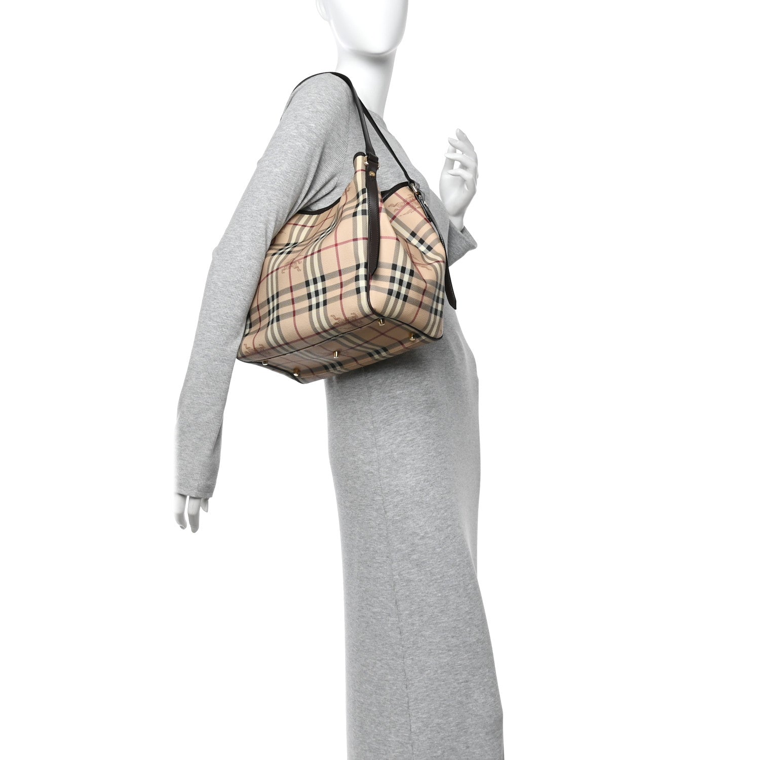 Burberry Haymarket Check Small Canterbury Tote Chocolate 1846460