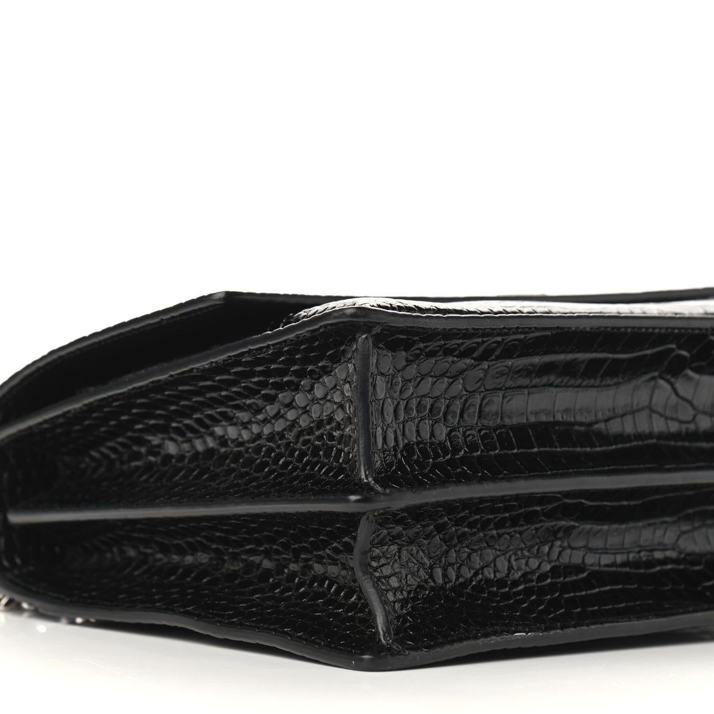 Calfskin Crocodile Embossed Medium Monogram Sunset Black