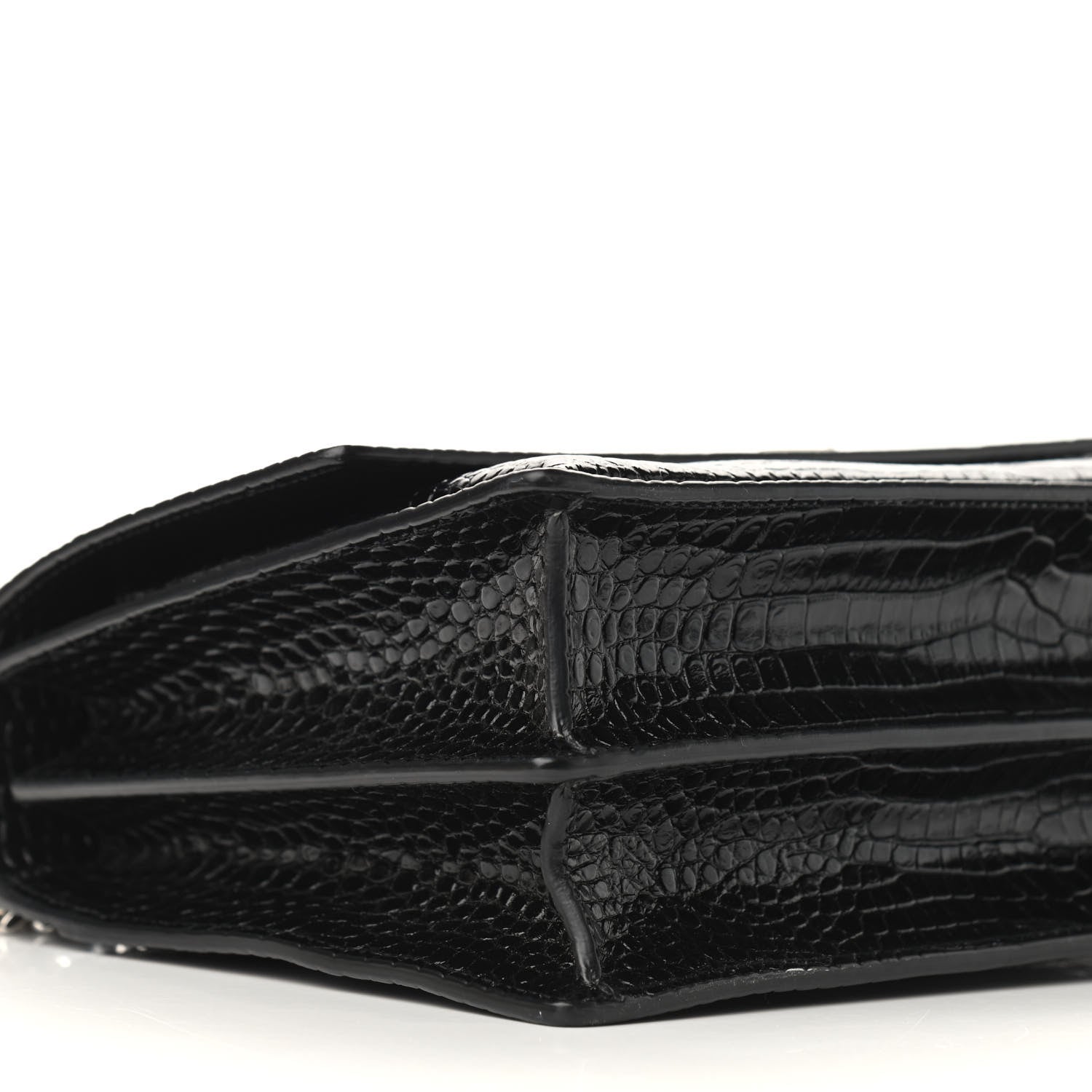 Saint Laurent Calfskin Crocodile Embossed Medium Monogram Sunset Black 8 of 9