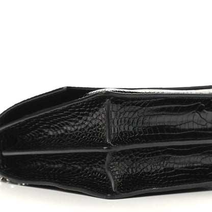 Saint Laurent Calfskin Crocodile Embossed Medium Monogram Sunset Black 8 of 9