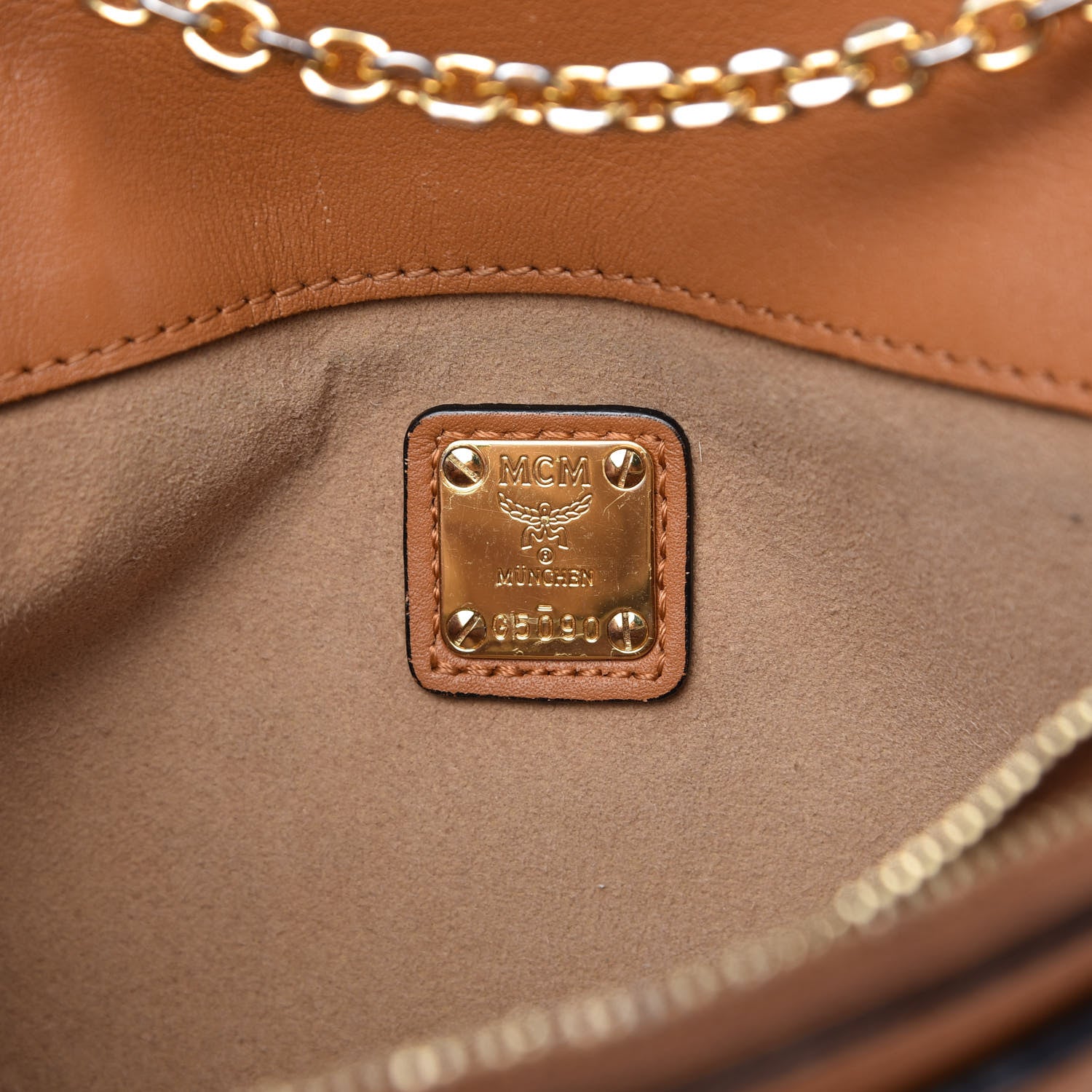 MCM Visetos Small Millie Crossbody Bag Cognac 8 of 9