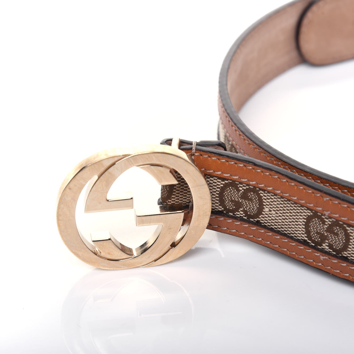 Gucci Monogram Interlocking G Belt 85 34 Light Brown 3 of 8