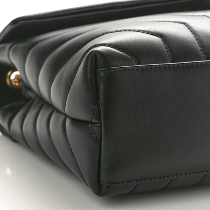 Saint Laurent Calfskin Y Quilted Monogram Small Loulou Chain Satchel Black 9 of 10