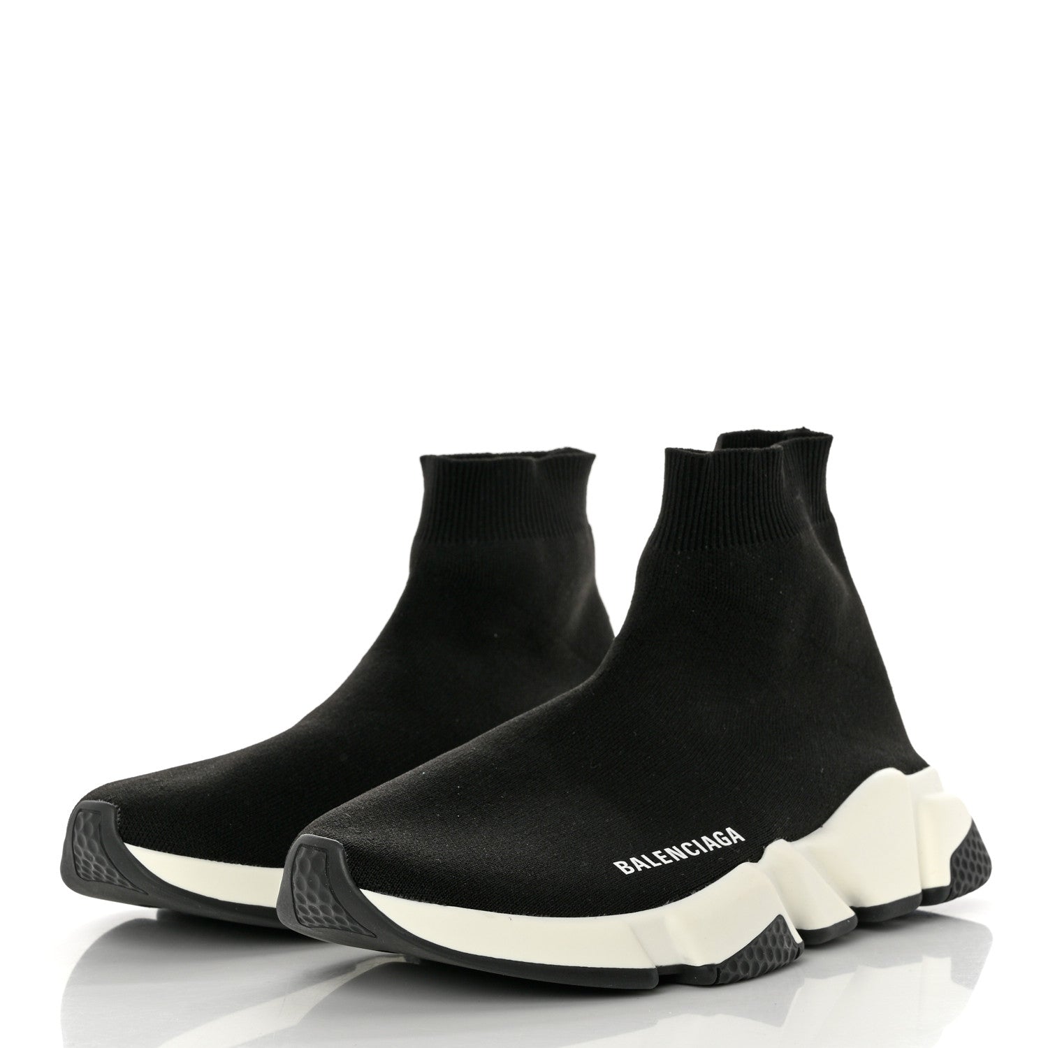 Balenciaga Neoprene Knit Womens Speed Sneakers 40 Black White 3 of 8
