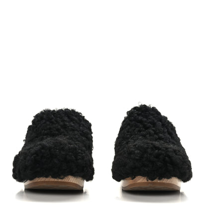 Chanel Shearling Lambskin Clogs 39 Black 2 of 8