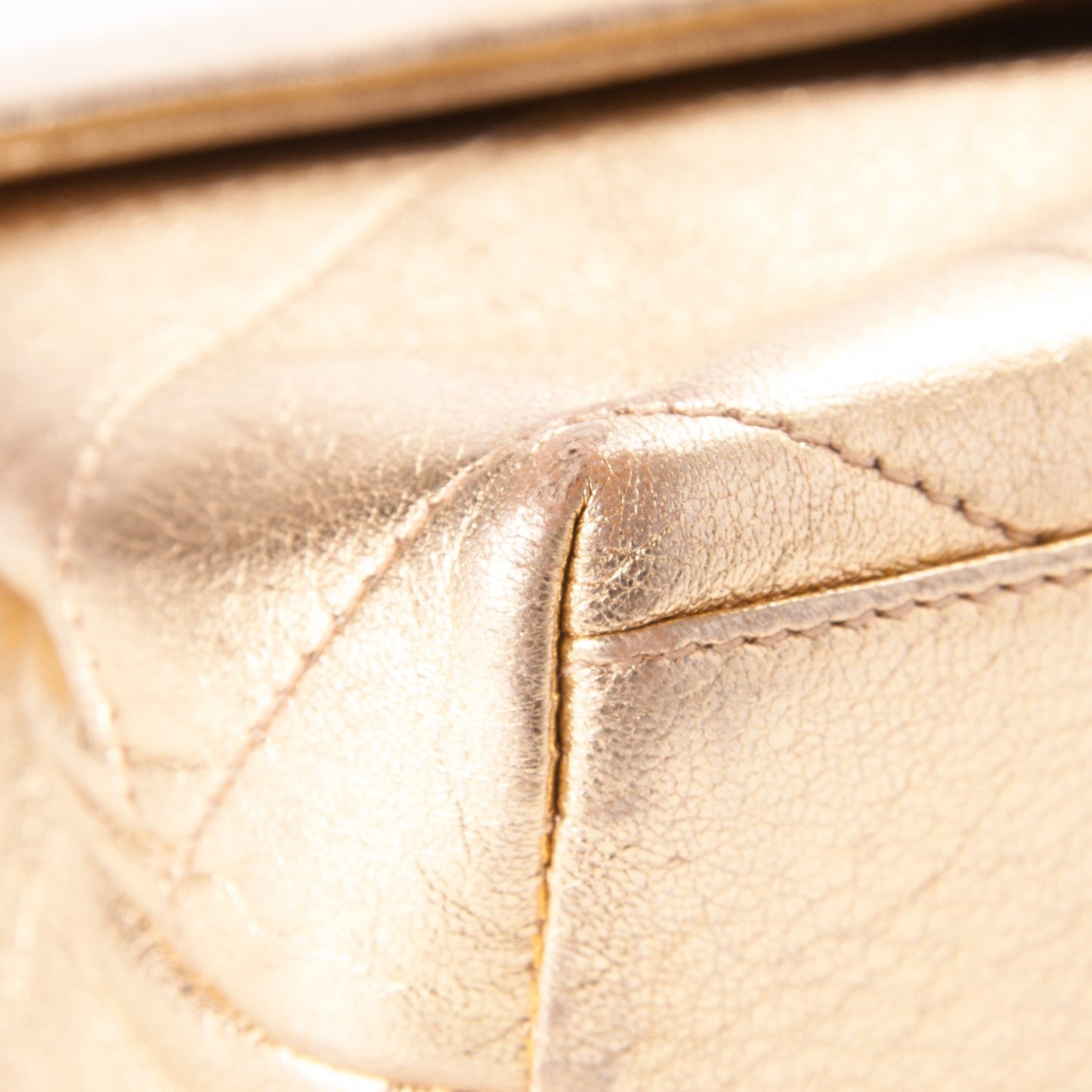 Metallic Lambskin Quilted Small Flap Gold