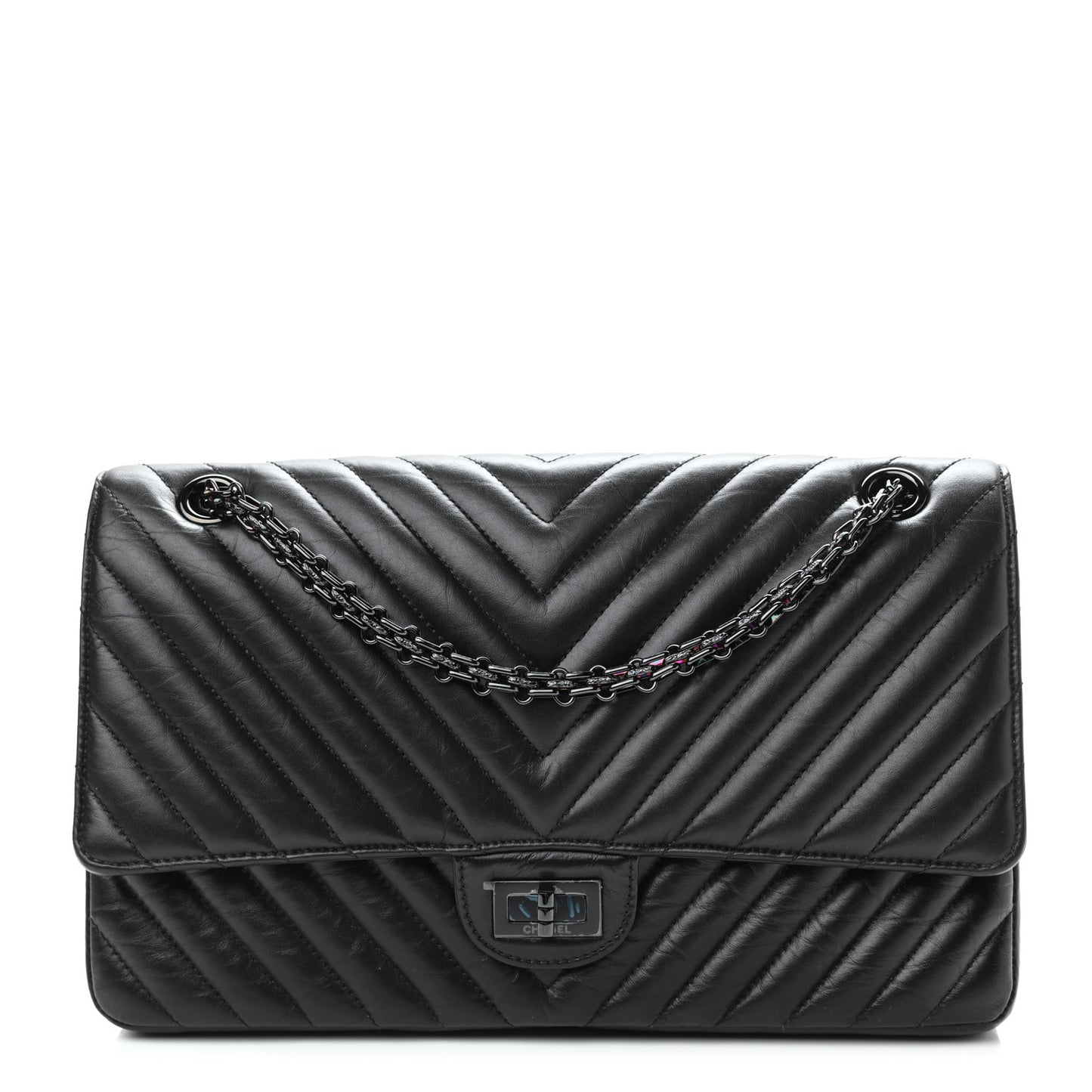Aged Calfskin Chevron Quilted 2.55 Reissue 226 So Black