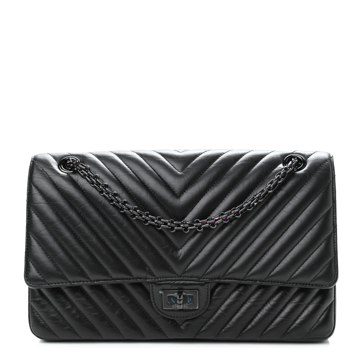Chanel Aged Calfskin Chevron Quilted 2.55 Reissue 226 So Black 1 of 10