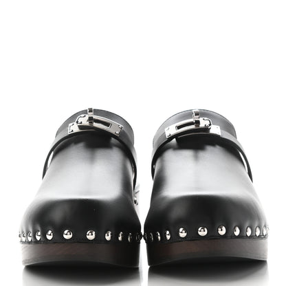 Hermes Calfskin Carlotta Mules 38 Black 2 of 7