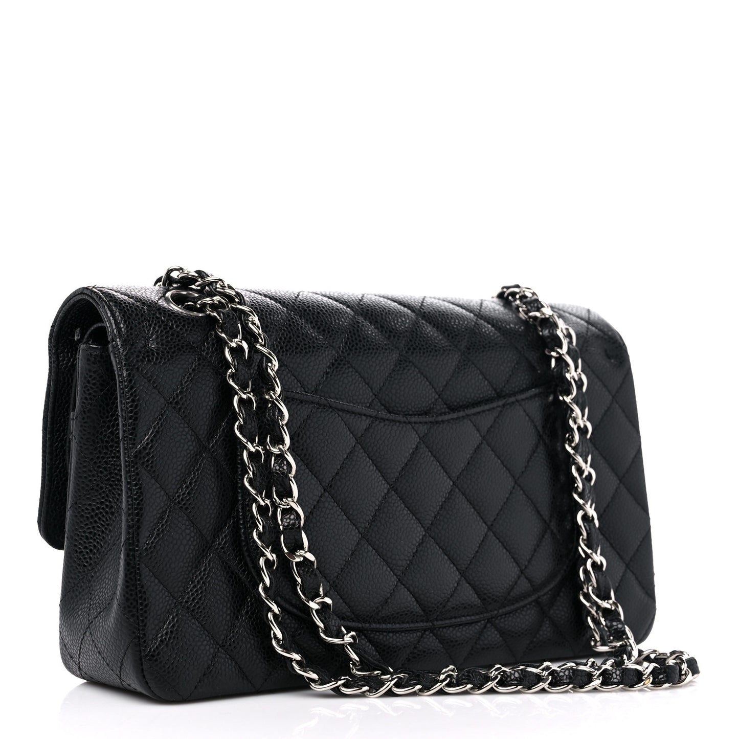 Caviar Quilted Medium Double Flap Black