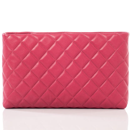 Chanel Lambskin Quilted Clutch Pink 1 of 10