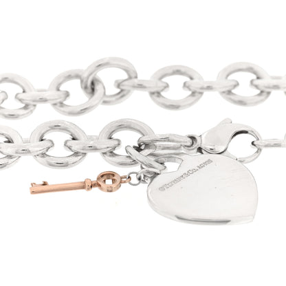 Tiffany Sterling Silver Rubedo Return to Tiffany Heart Tag Key Charm Bracelet 3 of 4