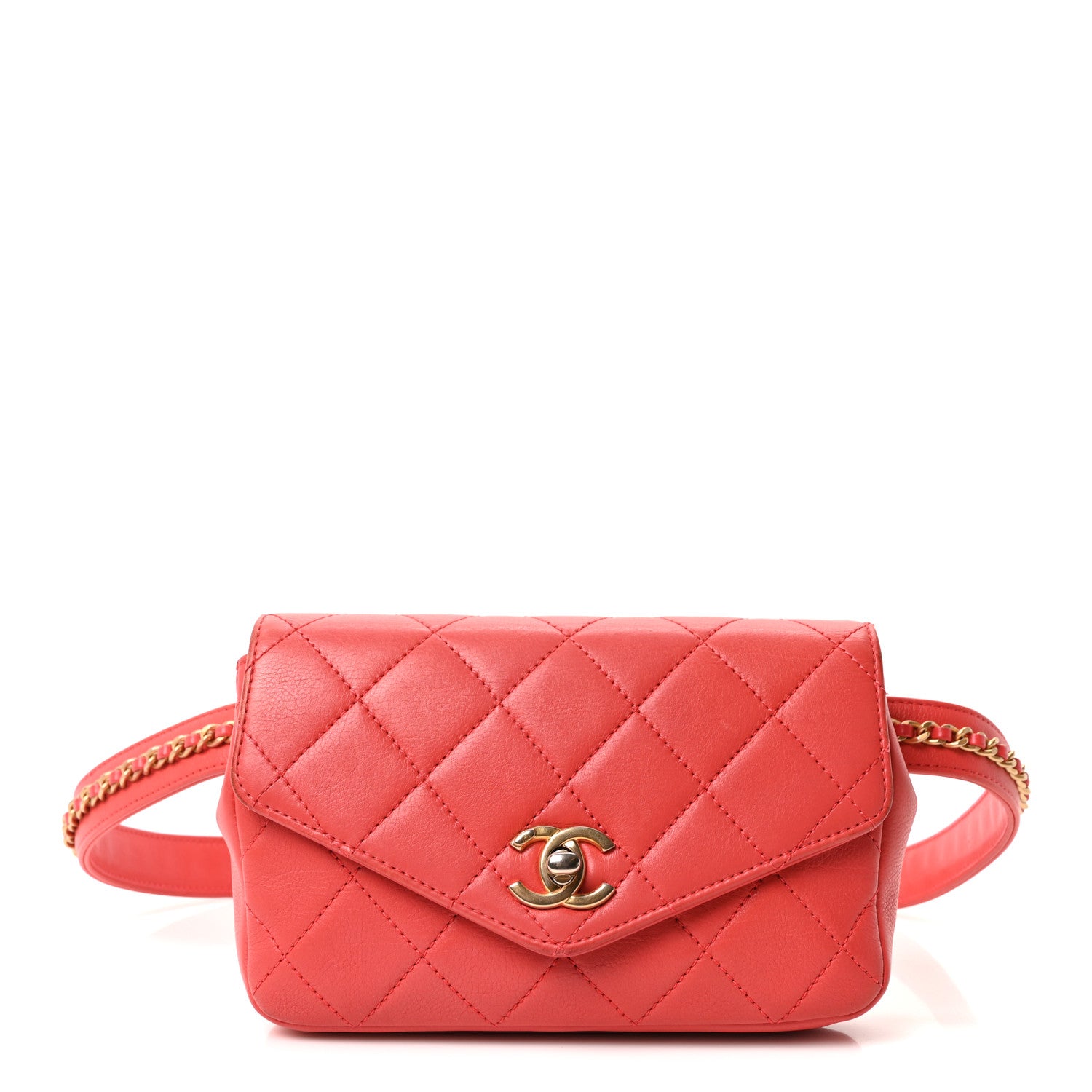 Chanel Calfskin Quilted Flap Waist Bag Red 2 of 19