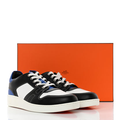 Hermes Calfskin Mens Free Sneakers 42 Black White Bleu Nuit 8 of 8