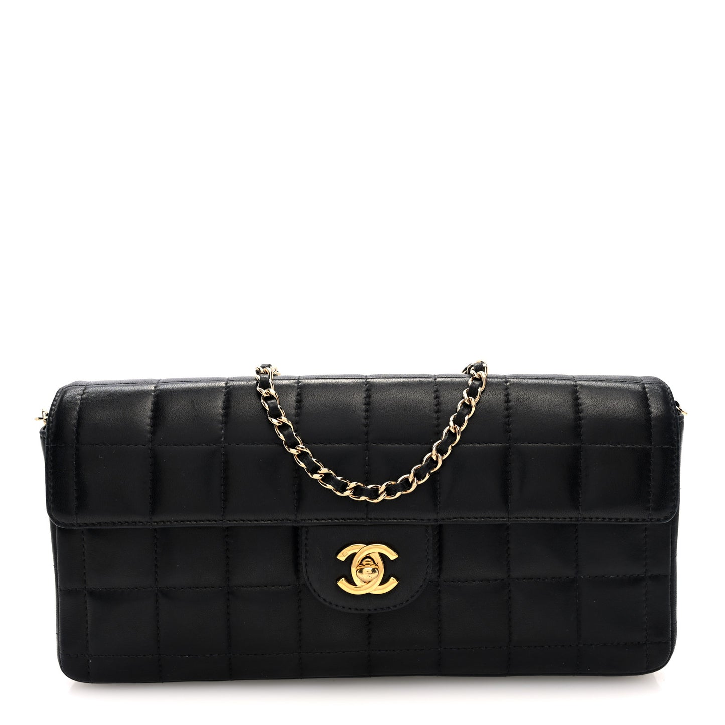 Lambskin East West Chocolate Bar Flap Black