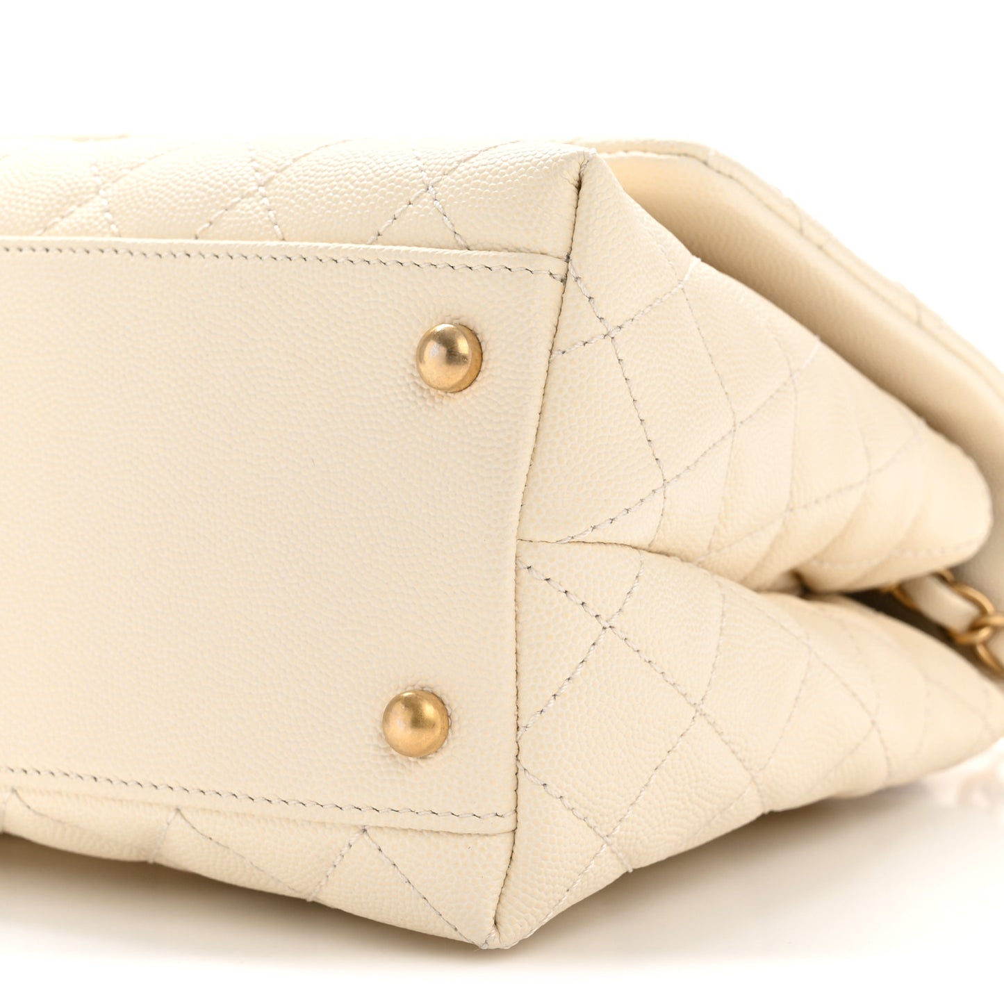 Caviar Lizard Quilted Small Coco Handle Flap Ivory