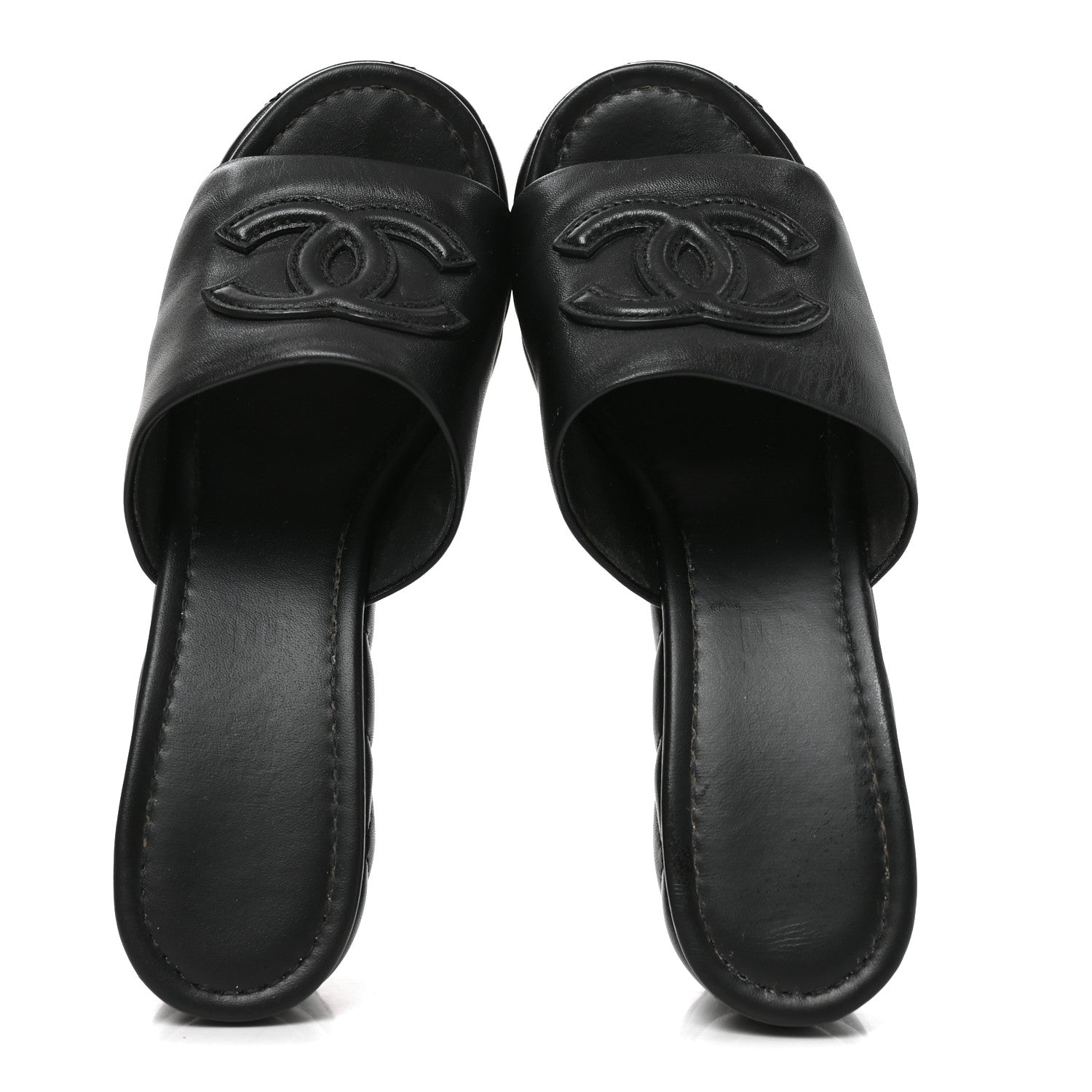 Chanel Lambskin Quilted CC Platform Mules 38 Black 2 of 8