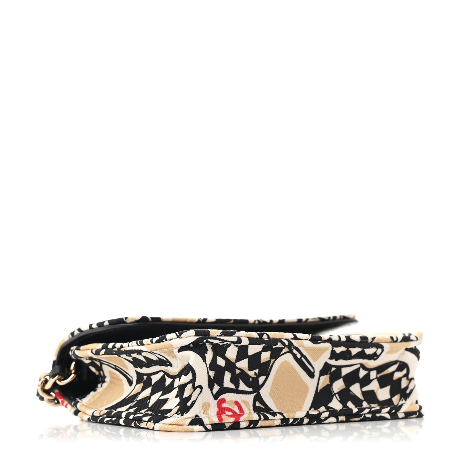 Chanel Canvas Check Flag Printed CC Clutch With Chain Beige Multicolor 4 of 11
