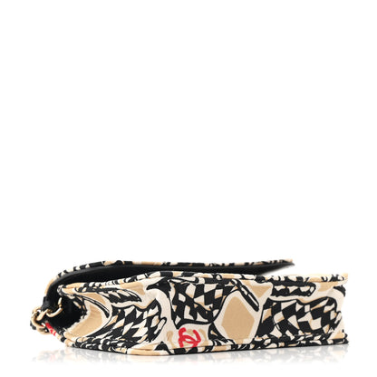Chanel Canvas Check Flag Printed CC Clutch With Chain Beige Multicolor 4 of 11