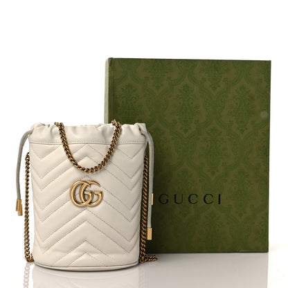 Gucci Calfskin Matelasse Mini GG Marmont 2.0 Bucket Bag White 9 of 9