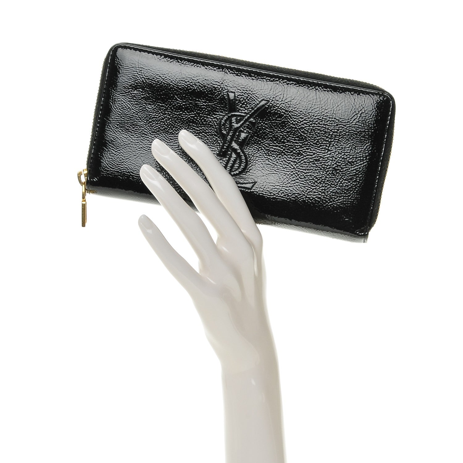 Saint Laurent Patent Belle De Jour Zip Around Wallet Black 2 of 6