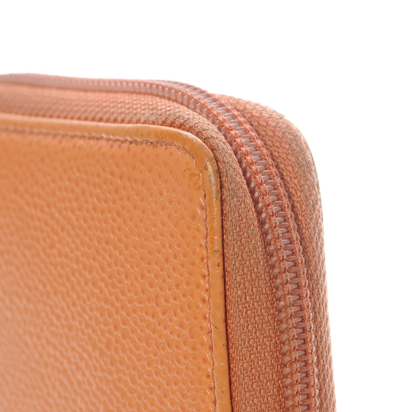 Caviar Large CC Timeless Zip Around Organizer Wallet Orange