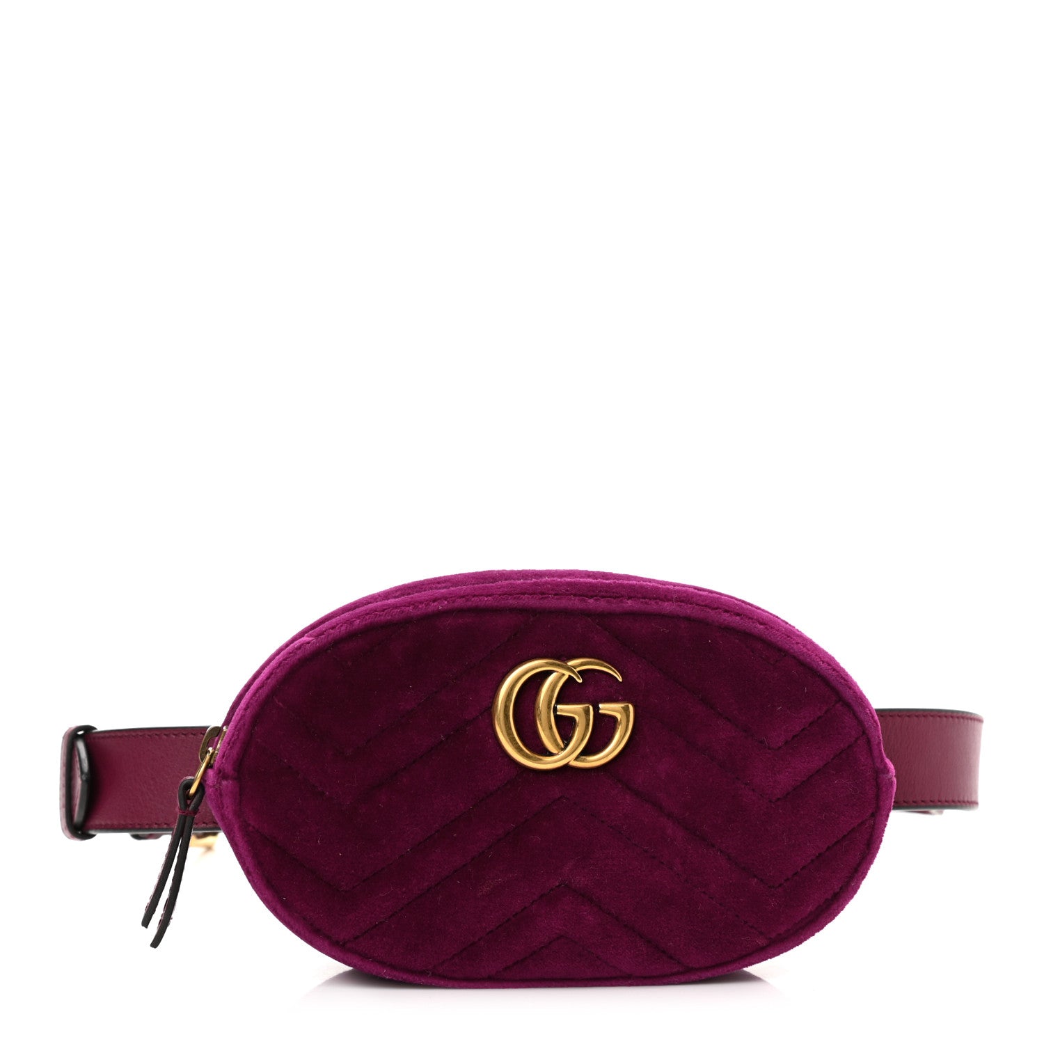 Gucci Velvet Matelasse GG Marmont Belt Bag 85 34 Fuchsia Violet Cyclamen 1 of 9