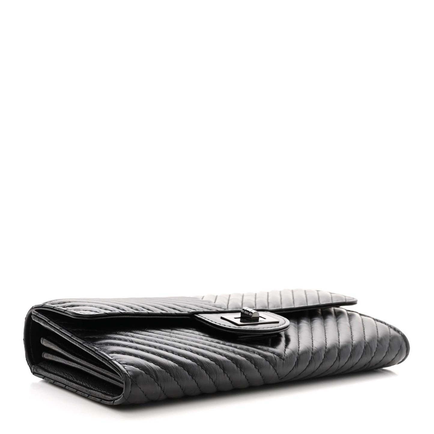 Aged Calfskin Quilted Large Reissue Gusset Flap Wallet So Black
