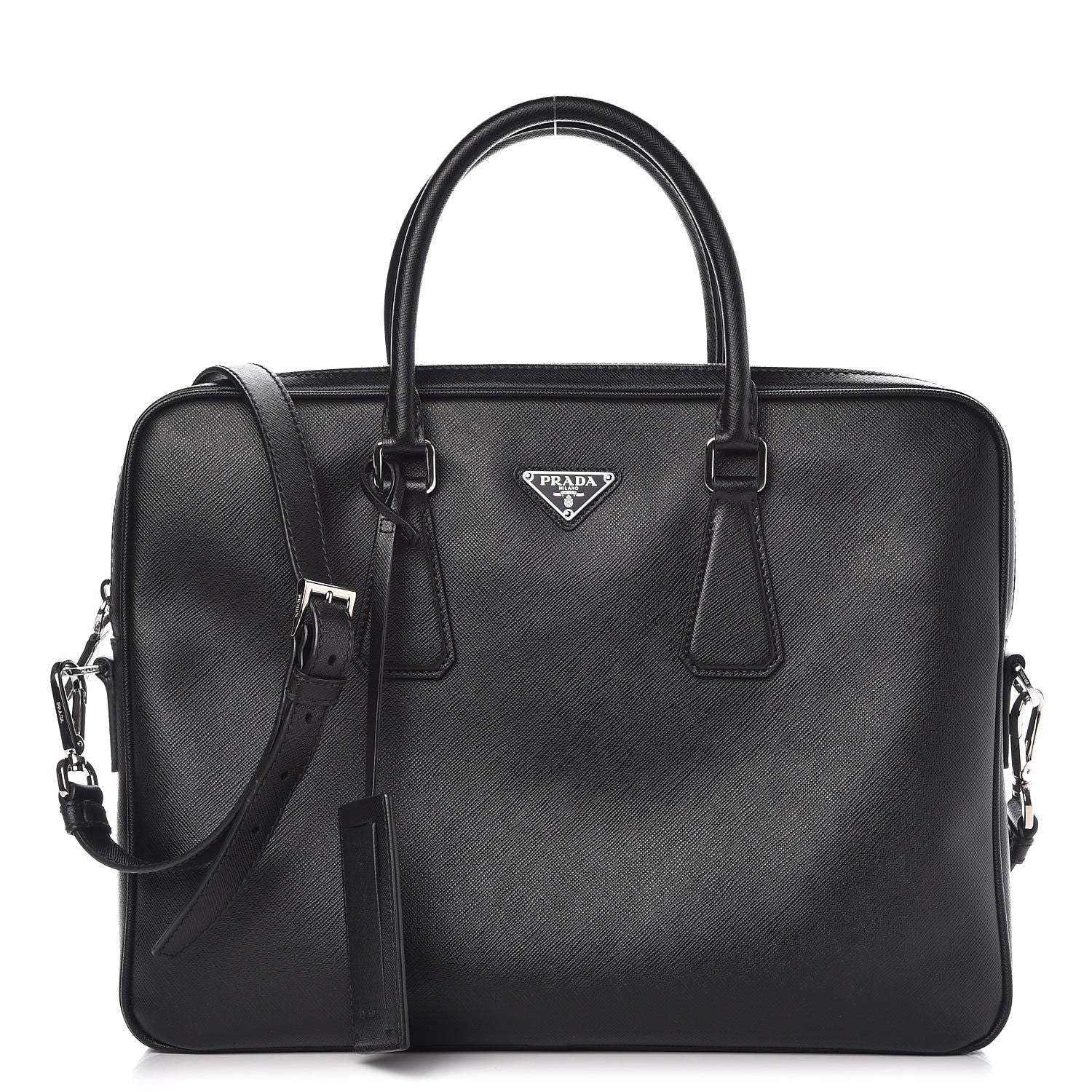 Prada Saffiano Travel Briefcase Black 1 of 9