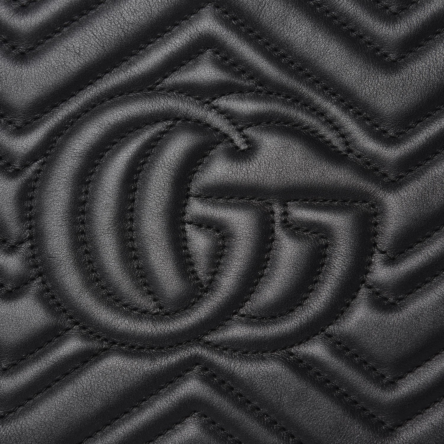 Gucci Calfskin Matelasse Chevron Heart GG Marmont Clutch Black 9 of 14