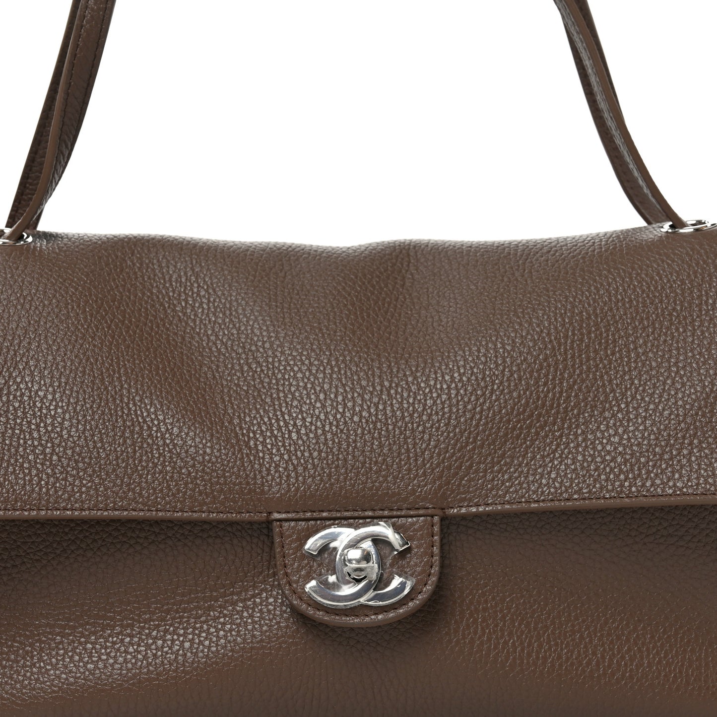 Grained Calfskin Small Souplissimo Maxi Flap Light Brown