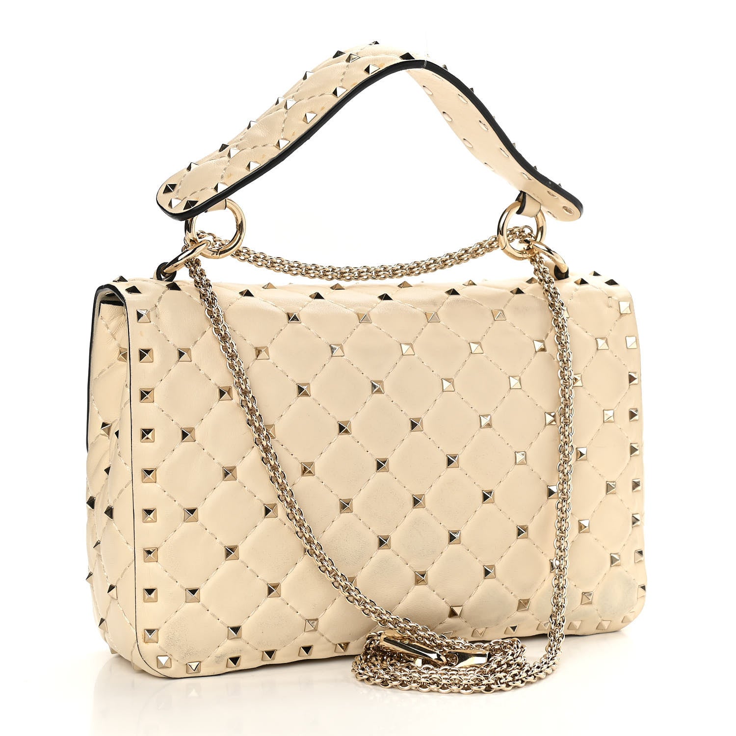 Valentino Garavani Nappa Medium Rockstud Spike Shoulder Bag Light Ivory 3 of 14
