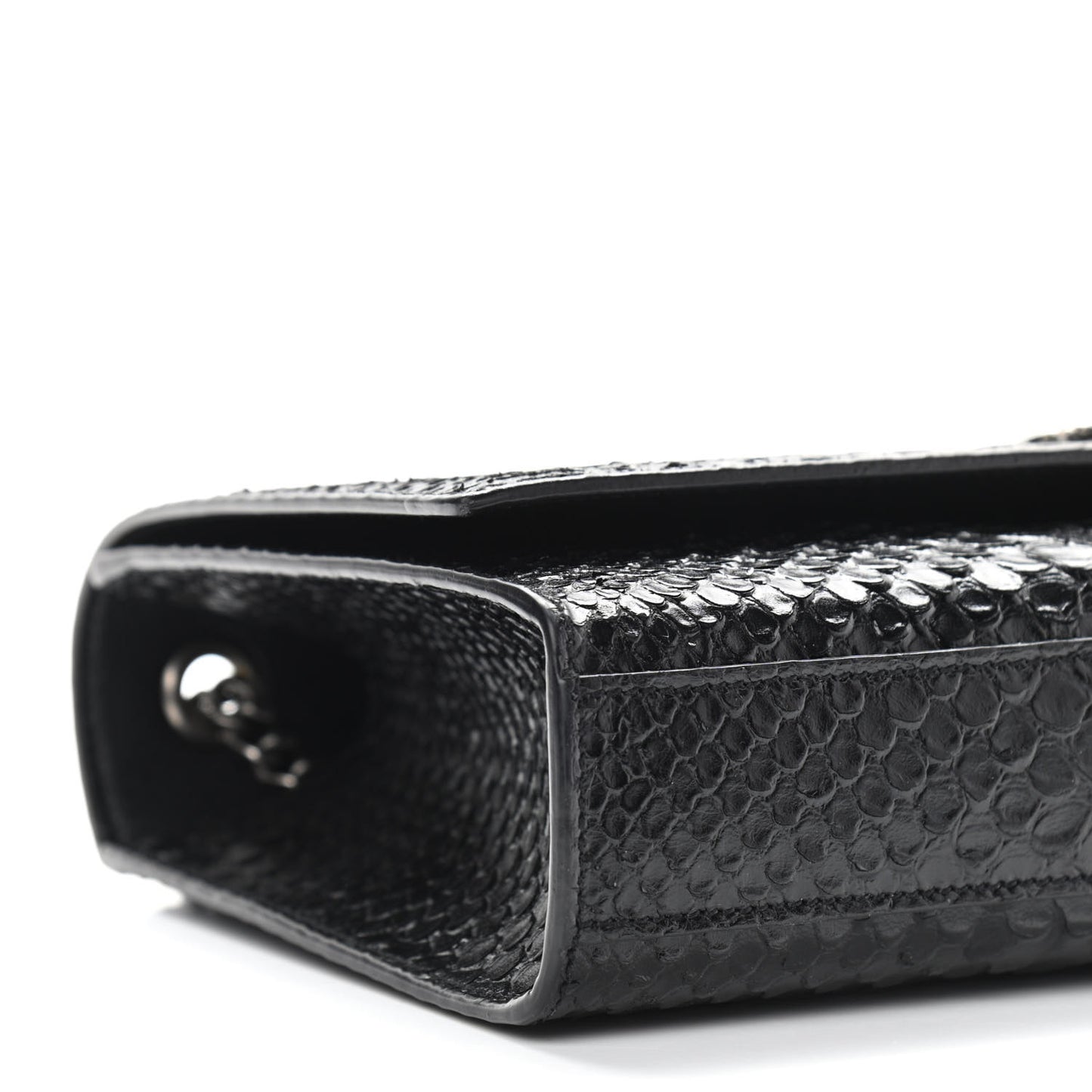 Python Calfskin Embossed Medium Kate Satchel Black