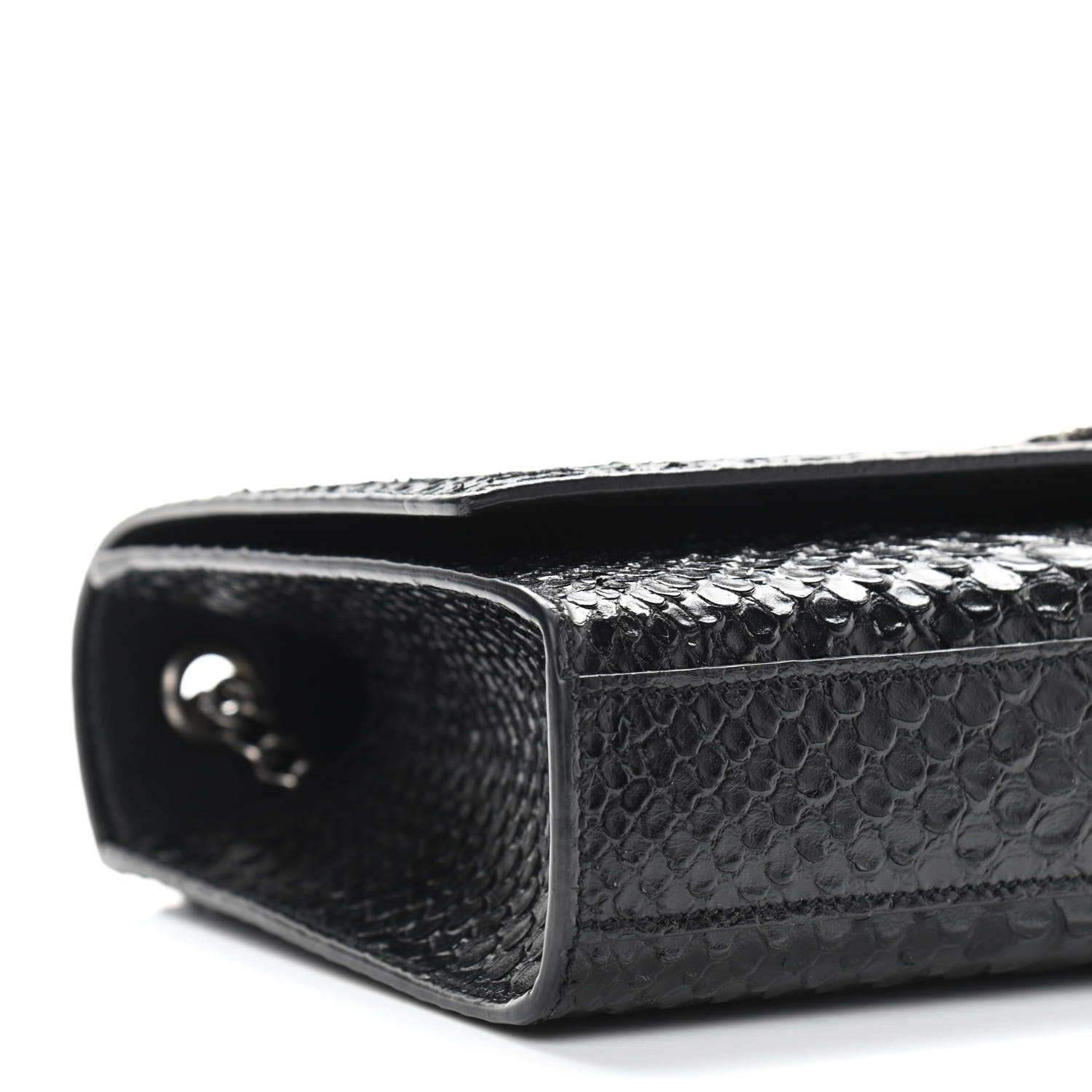 Saint Laurent Python Calfskin Embossed Medium Kate Satchel Black 8 of 13