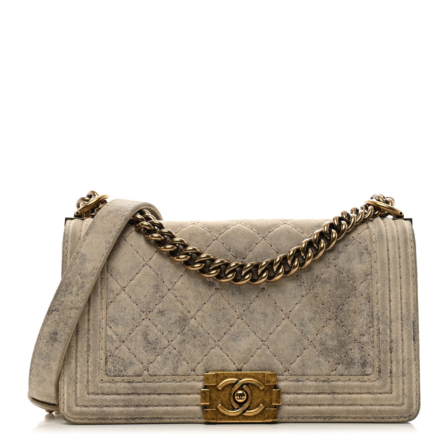 Chanel Iridescent Calfskin Quilted Medium Boy Flap Beige 1 of 10
