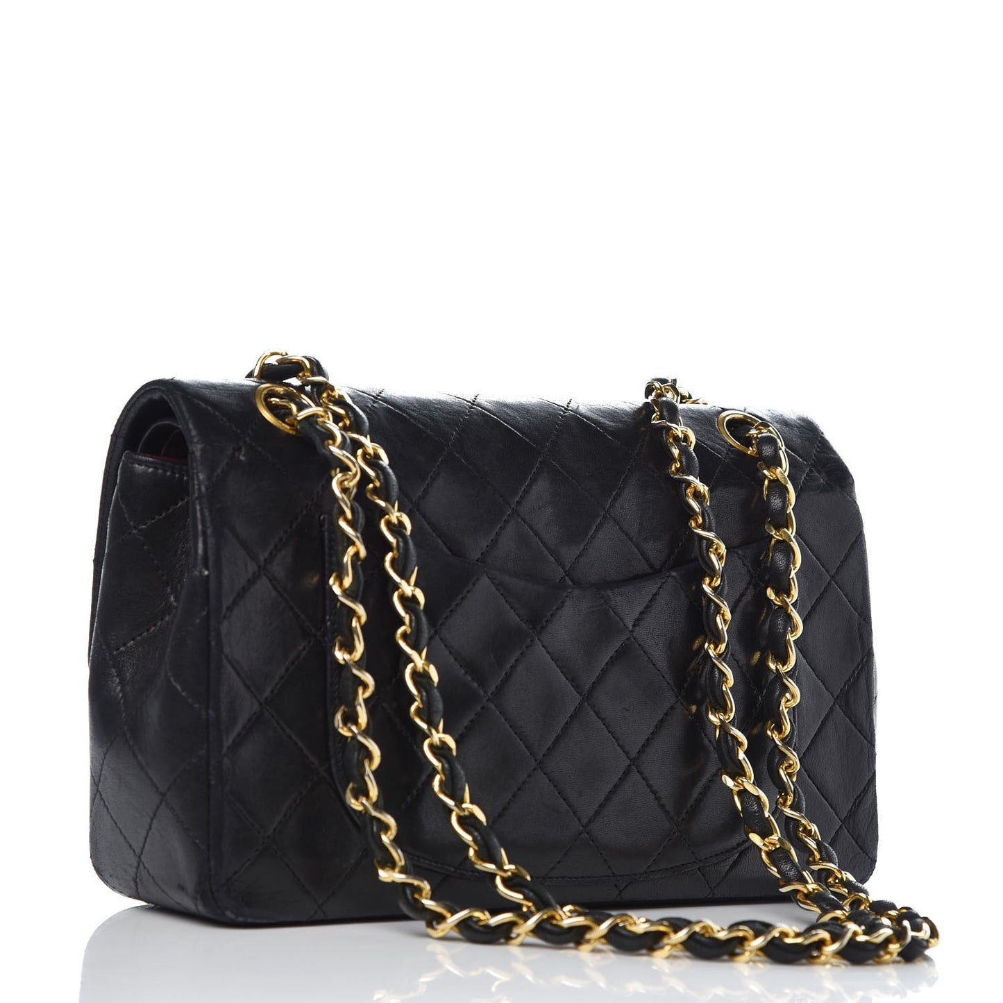 Lambskin Quilted Small Double Flap Black