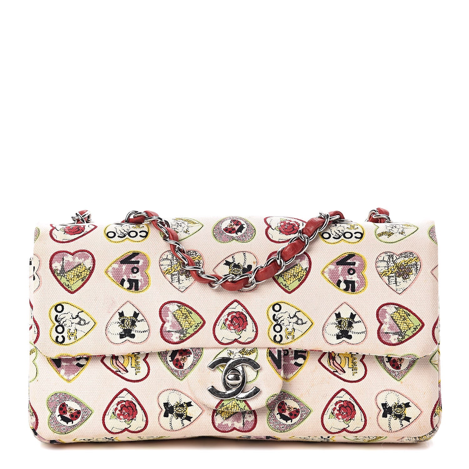 Chanel Canvas Coco Hearts Small Flap Bag Pink 1 of 10