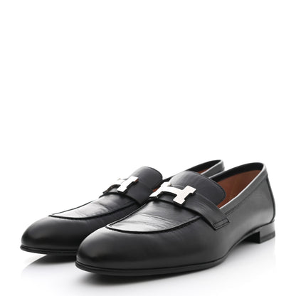 Hermes Goatskin Womens Paris Loafers 40 Black 3 of 9