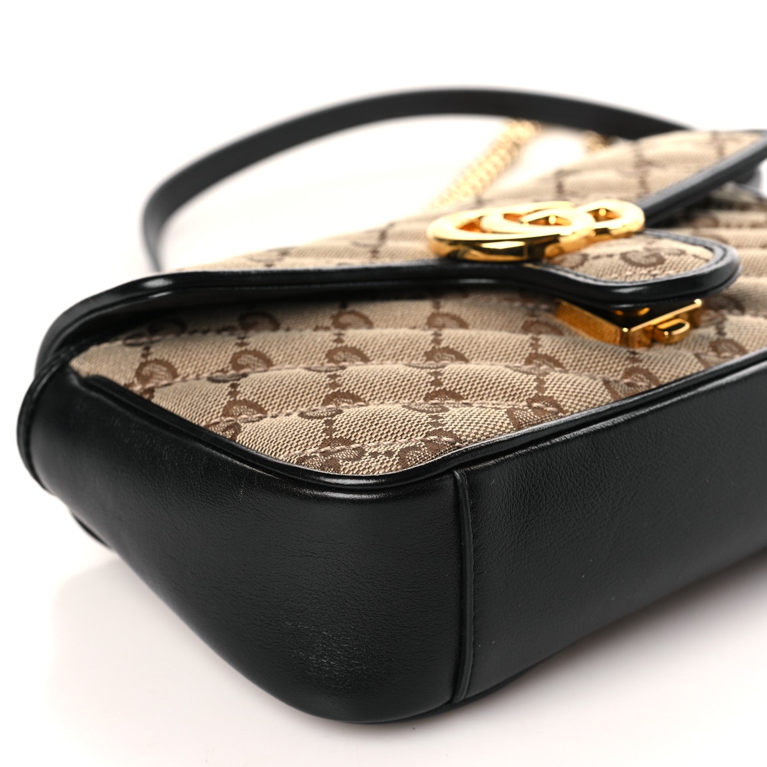 Gucci Monogram Matelasse Diagonal Mini GG Marmont Shoulder Bag Beige Black 8 of 9
