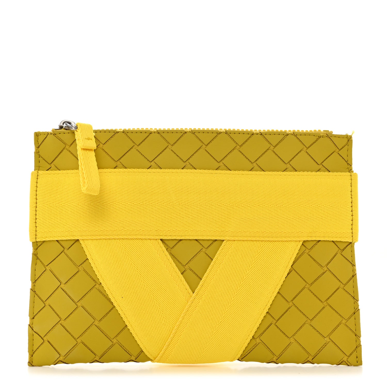 Bottega Veneta Rubber Intrecciato Canvas V Tape Flat Zip Pouch Mirabelle 1 of 7