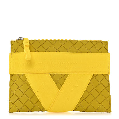 Bottega Veneta Rubber Intrecciato Canvas V Tape Flat Zip Pouch Mirabelle 1 of 7