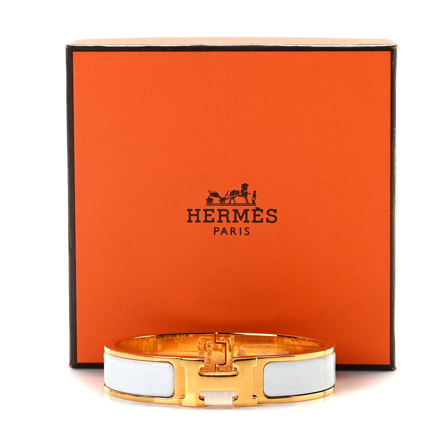Enamel Narrow Clic Clac H Bracelet PM White