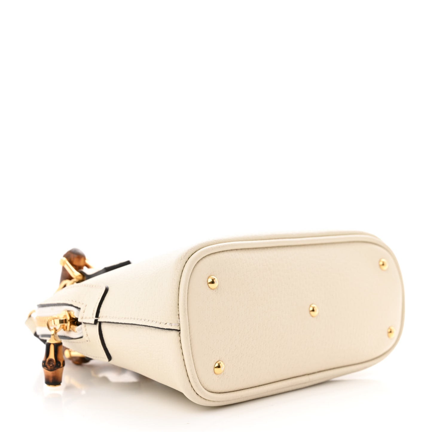 Textured Dollar Calfskin Mini Diana Dome Tote Bag White