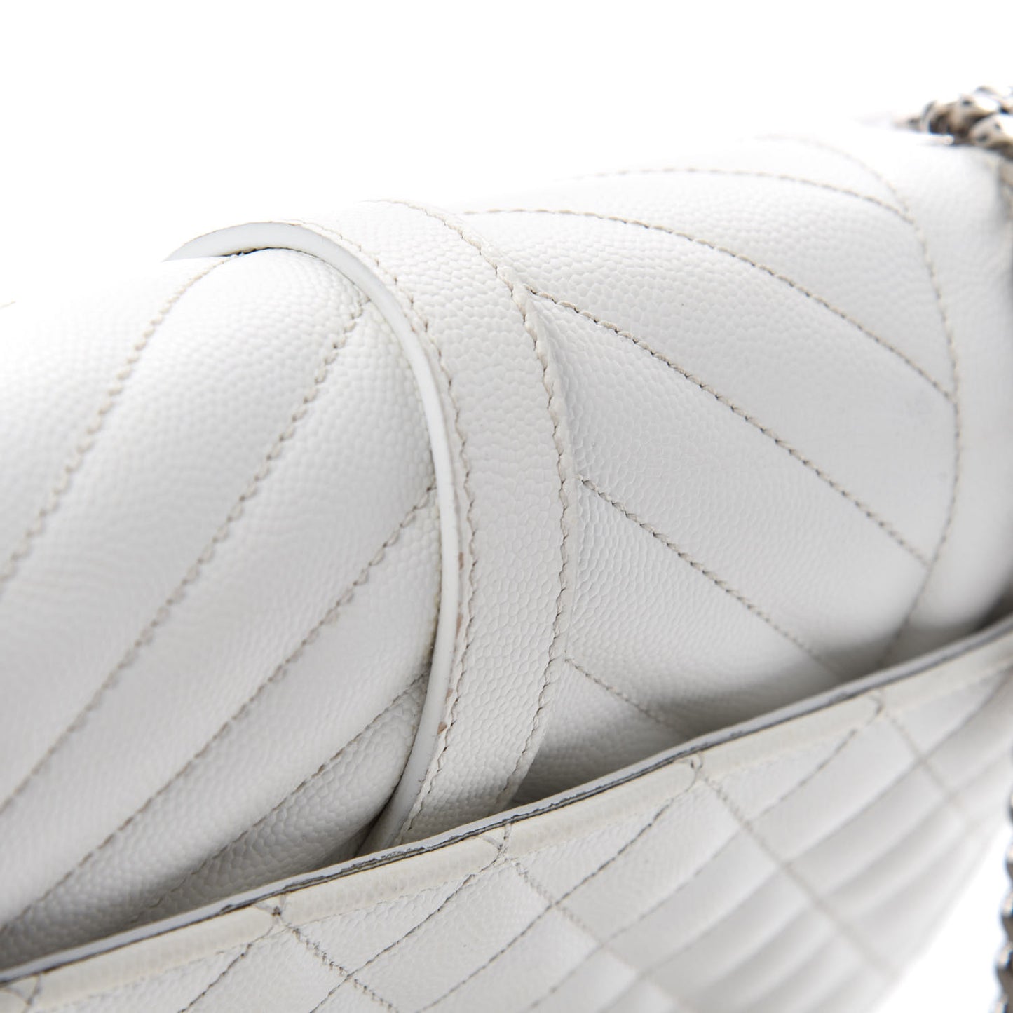Grain De Poudre Textured Mixed Matelasse Medium Triquilt Monogram Satchel Blanc Vintage