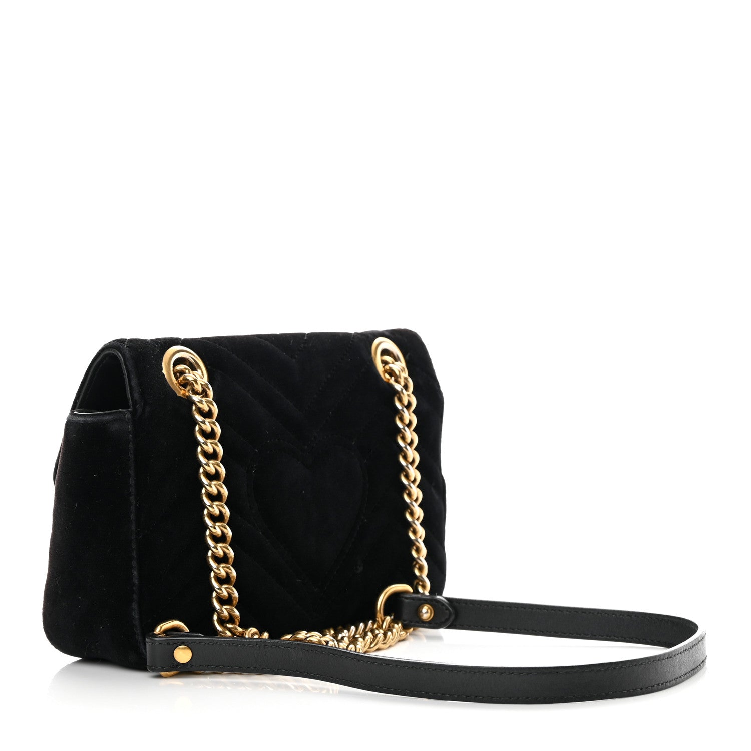 Gucci Velvet Matelasse Mini GG Marmont Shoulder Bag Black 3 of 25