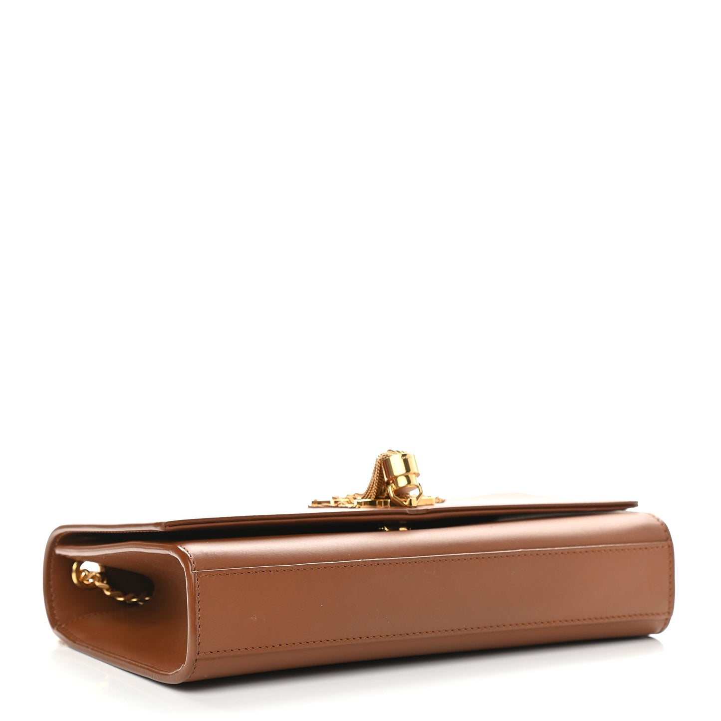 Smooth Calfskin Medium Classic Monogram Kate Tassel Satchel Fauve