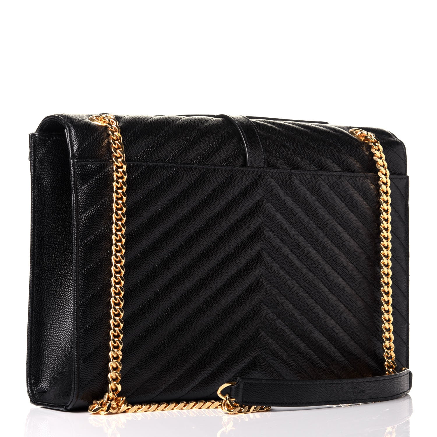 Saint Laurent Grain De Poudre Matelasse Chevron Large Monogram Satchel Black 3 of 8