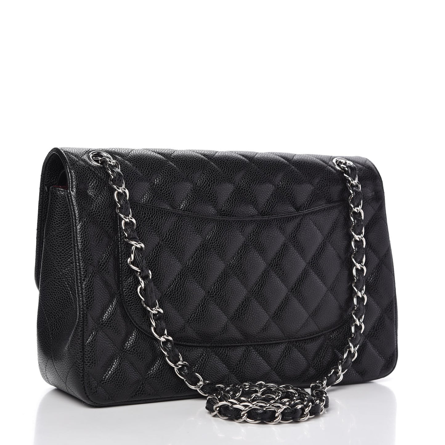Caviar Quilted Jumbo Double Flap Black