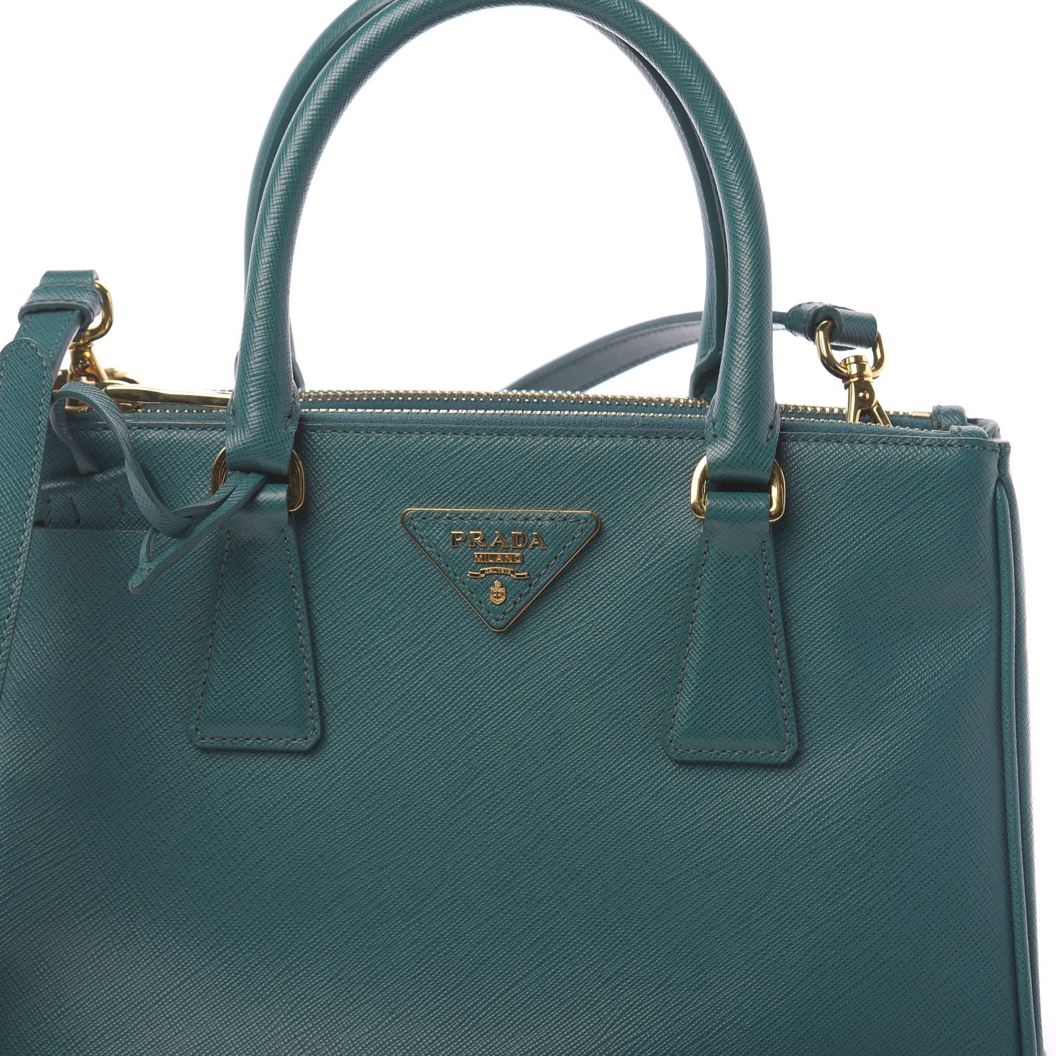 Prada Saffiano Lux Mini Galleria Double Zip Tote Ottanio 8 of 10
